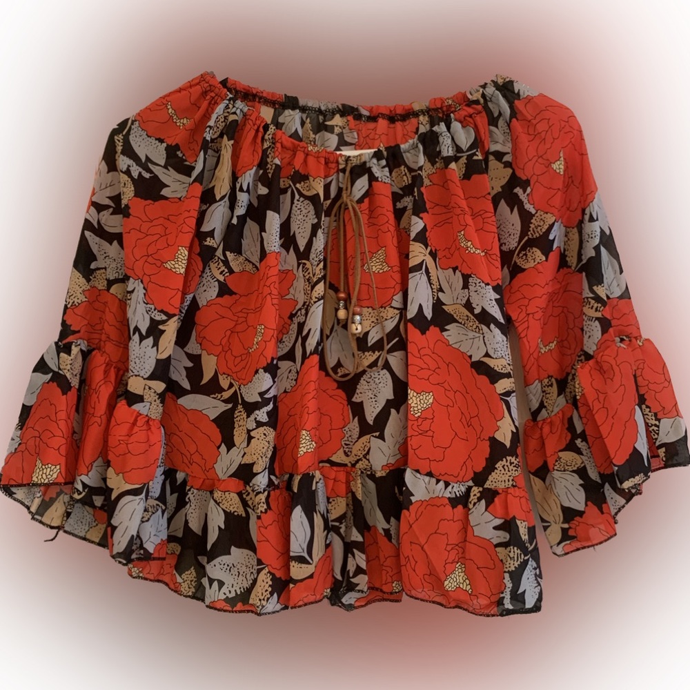 Summer orange short top , Small
